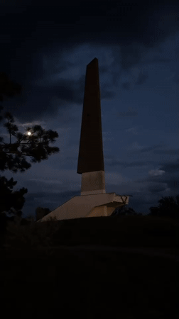 Evening monument viewing captured on video in Parkany, Moldova
