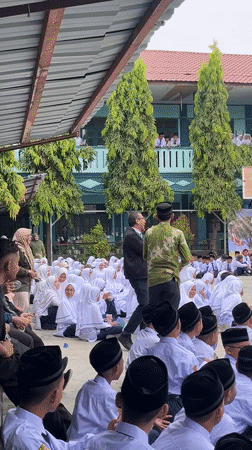 Karate demonstration and sparring in a Lhokseumawe courtyard