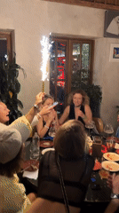 Birthday celebration with sparkler observed at Moscow restaurant