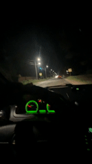 Night drive through Codru, Moldova, dashboard glowing green