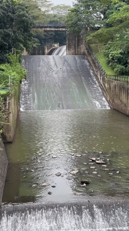 Morning documentation of Telaga Tunjung dam operations in Penebel