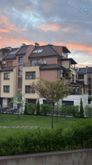 Evening scenes captured in Sofia during vibrant sunset