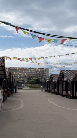 Summer morning at Nizhny Novgorod's historic Main Fair grounds