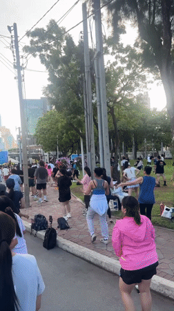 Bangkok residents enjoy morning exercise and recreation in city parks