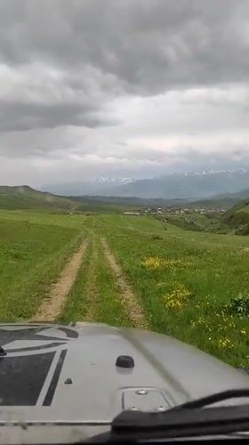 Vehicle journey recorded from inside SUV in Gogaran, Armenia