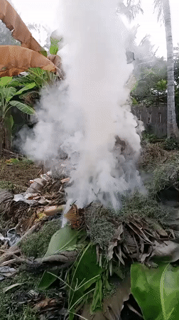 Yard waste fire produces thick smoke in Lhokseumawe