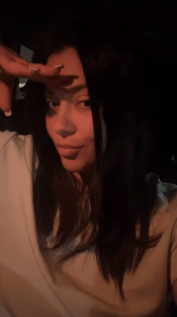 Woman films playful video inside car in Stara Zagora