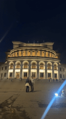 Evening cultural life unfolds around illuminated Yerevan Opera Theater