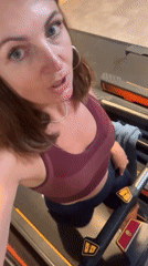 Treadmill selfies at a gym in Saint-Claude, France.