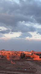 Sunset panorama captured over Marrakesh's red cityscape