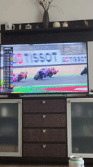 MotoGP race broadcast viewed on television in Picassent, Spain