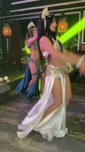 Evening dinner entertainment with belly dancing captured in Alanya