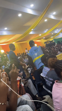 Public lecture held in decorated auditorium in Ihiagwa, Nigeria
