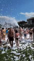 Foam party in full swing at outdoor venue in Velyka Omeliana