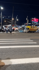Night street crossing activity recorded in Saint Petersburg