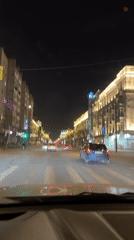 Nighttime drive through downtown Krasnoyarsk streets captured on dashcam