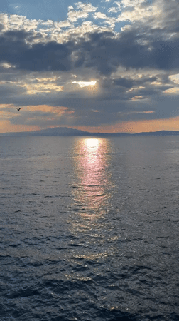 Sunset over the Aegean from Thassos, Greece