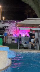 Late night pool party with food in Arica, Chile