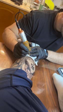 Dog rests on fabric in Burgas, Bulgaria