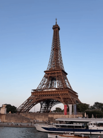 Golden hour along the Seine, Eiffel Tower in frame