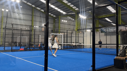 Late night padel match played in Tlaxcalancingo, Mexico