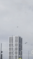 Small plane spotted over Perm apartment buildings