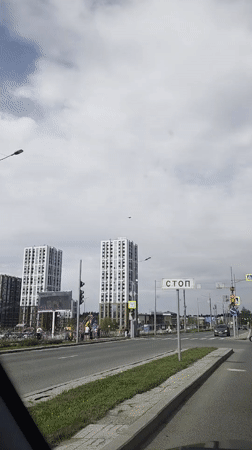 Small plane spotted over Perm apartment buildings