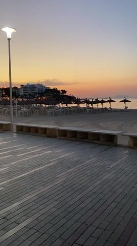 Twilight colors over Palmanova's seafront promenade