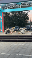 Dance performances staged outdoors in Khimki, Russia Friday evening