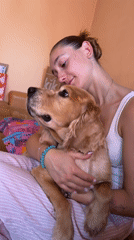 Woman spends morning with golden retriever in Plovdiv