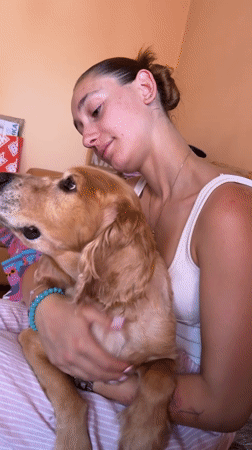 Woman spends morning with golden retriever in Plovdiv