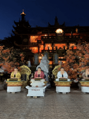 Evening worship documented at Buddhist temple in Mũi Né