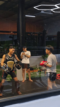 Muay Thai training session observed in Tibubeneng, Indonesia