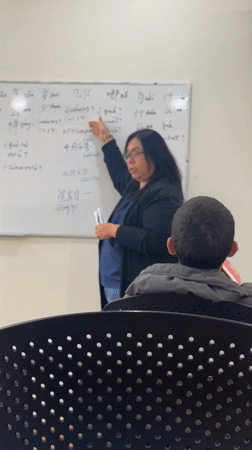 Chinese language class and student selfies in Tlaxcalancingo