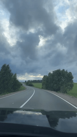 Rural road conditions documented near Niva, Russia