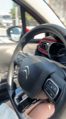 Peace sign selfie from the driver's seat in Plovdiv