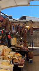Shoppers browse fresh produce at Alanya Turkey outdoor market