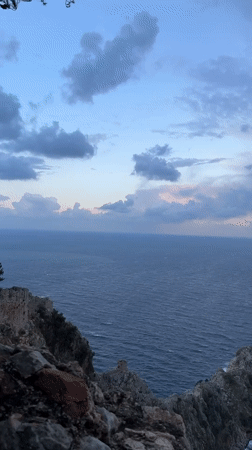 Ocean view captured from rocky cliff in Alanya, Turkey