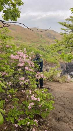 Tourist captures selfies at scenic Russian coastal cliffs