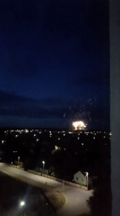 Fireworks light up the night sky over Skidzieĺ, Belarus