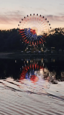 Evening riverside scenes captured in Cherepovets, Russia