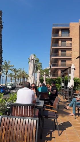 Morning coastal life captured in Salou, Spain