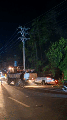 Multi-vehicle accident with utility damage in Teungoh Baro, Indonesia