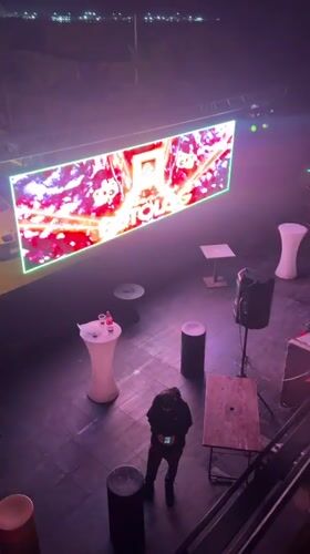 Nighttime outdoor event with DJ and dining in Arica, Chile