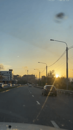 Evening drive captured on multi-lane road in Stavropol, Russia