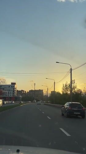 Evening drive captured on multi-lane road in Stavropol, Russia
