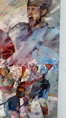 Sports art exhibition documented at Prague Airport gallery