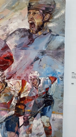 Sports art exhibition documented at Prague Airport gallery