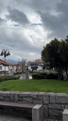 Overcast day view of Bansko public square captured