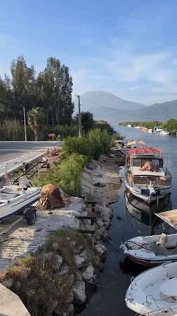Morning canal scene documented in Fethiye, Turkey